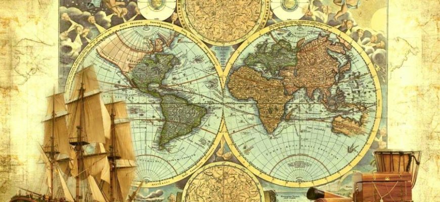 Карта мира во время Великих Географических открытий